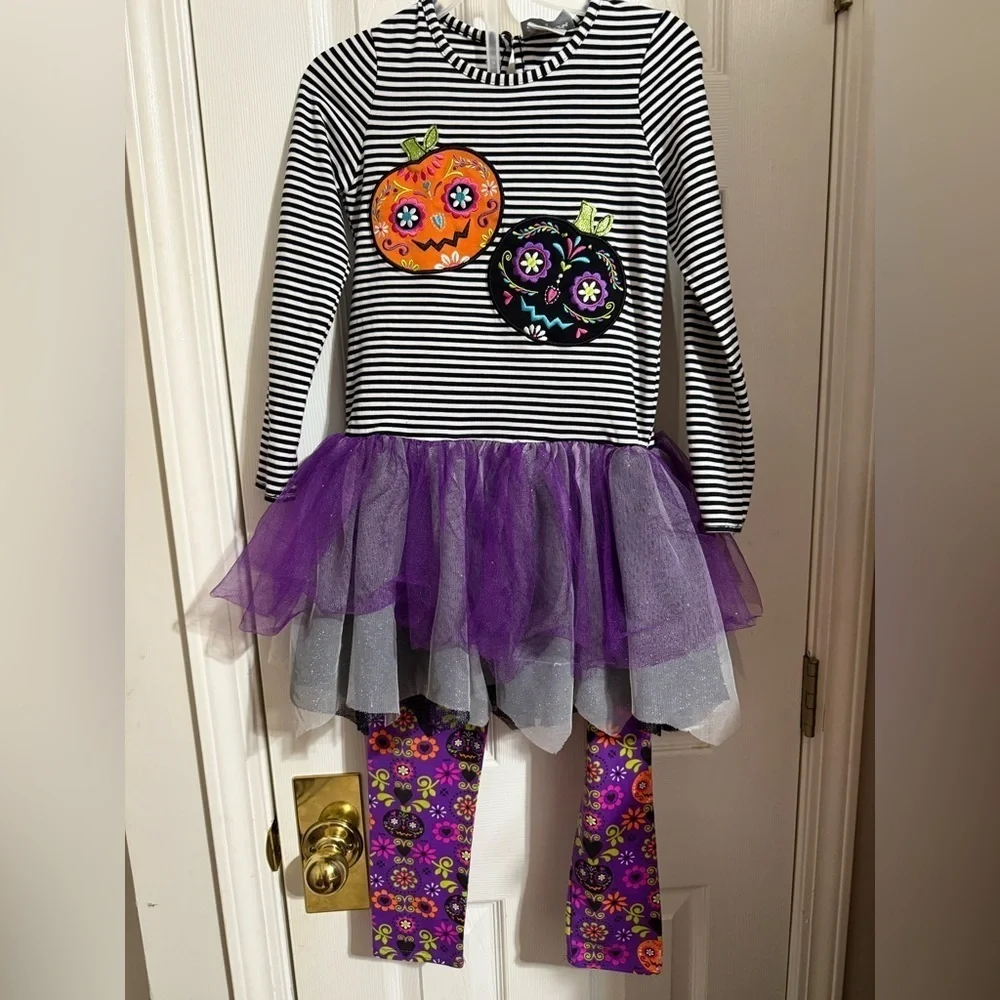Emily Rose Girl's Applique Halloween Tutu Tunic & Legging Set